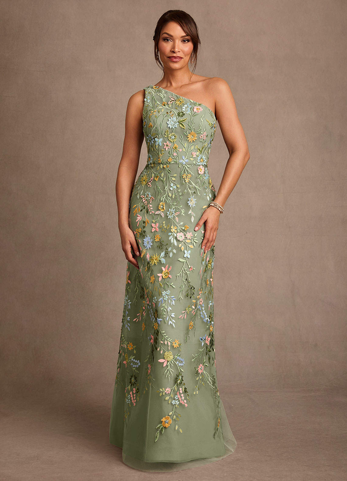 Bertie A-Line One-Shoulder Lace Mother of the Bride Dress
