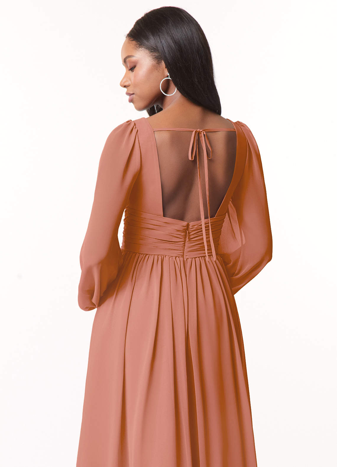 Norah A-Line V-Neck Chiffon Bridesmaid Dress in MAI TAI