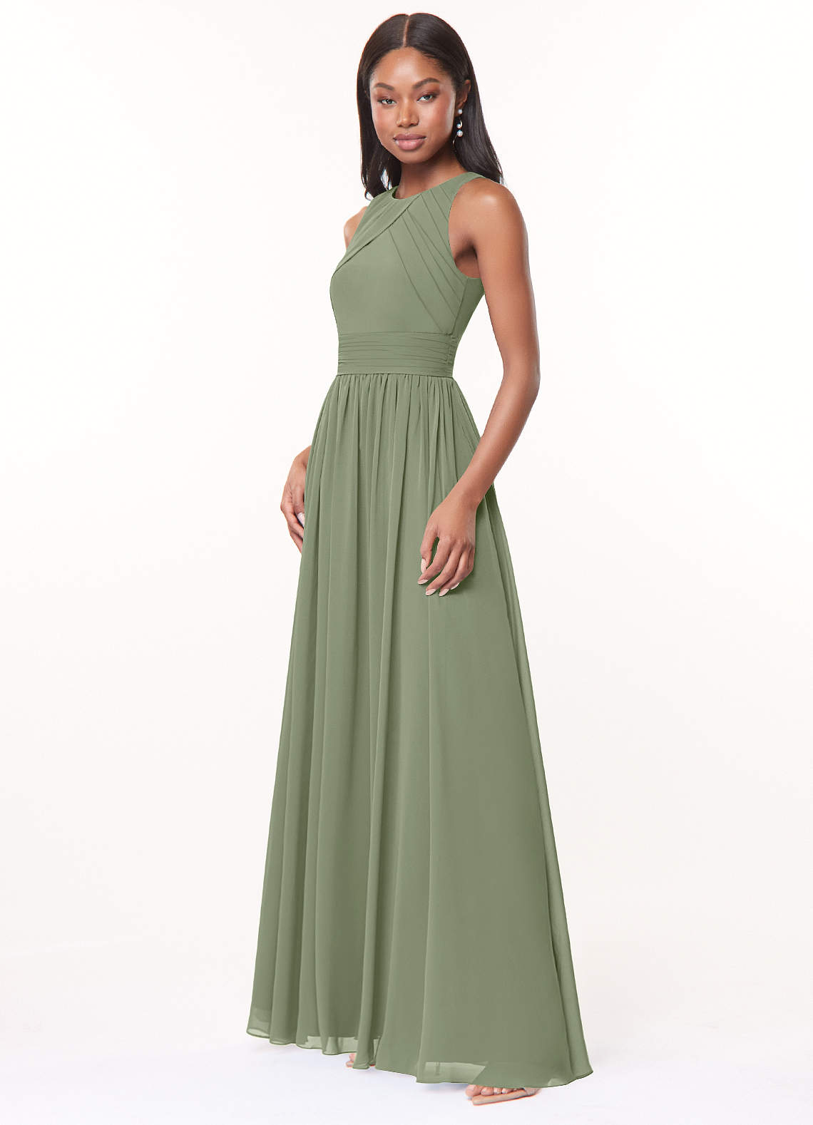 Harper A-Line Scoop-Neck Chiffon Bridesmaid Dress in Pistachio