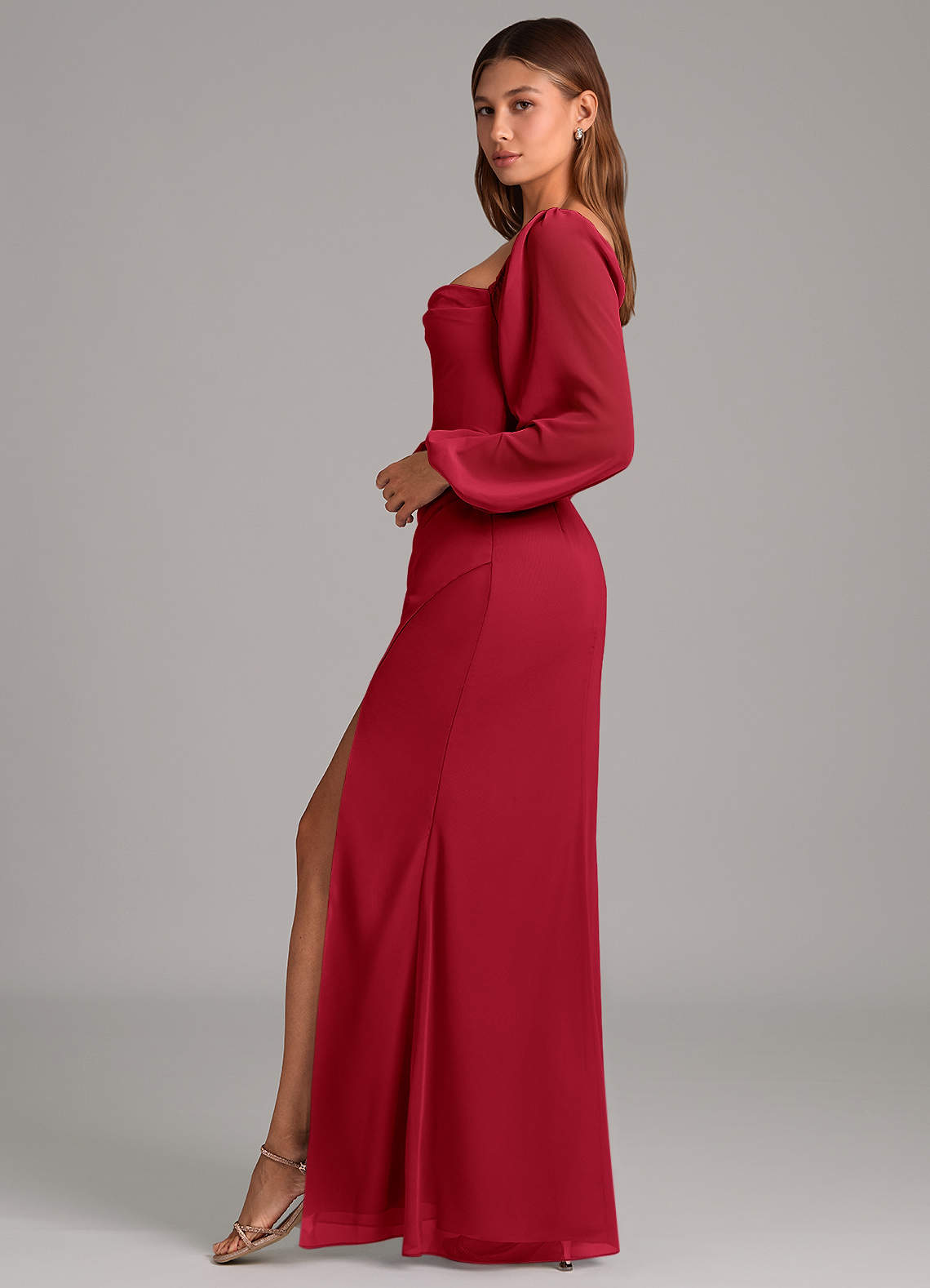 Brixley Mermaid Sweetheart Chiffon Bridesmaid Dress in Scarlet