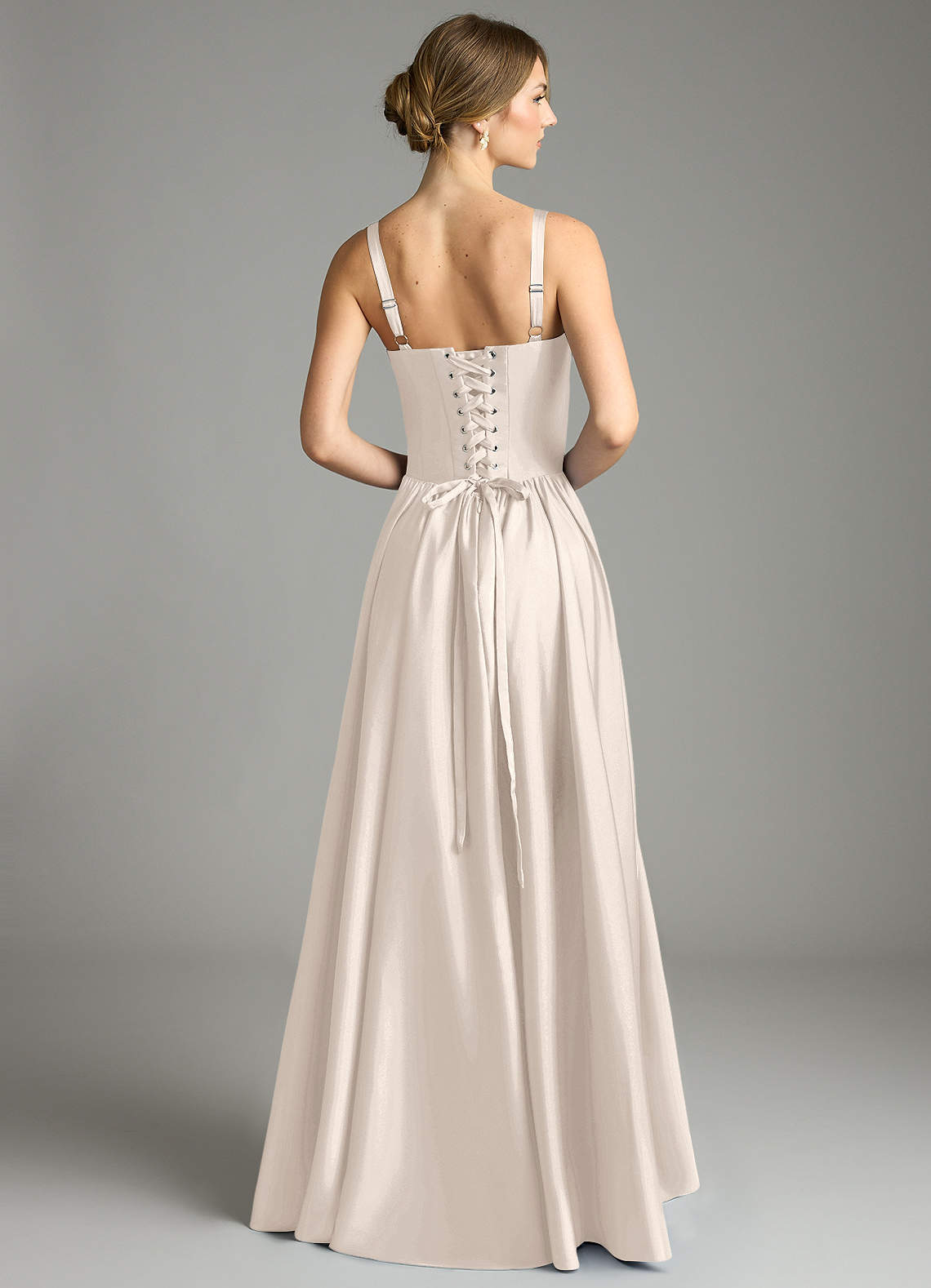 Evadina A-Line Sweetheart Stretch Satin Bridesmaid Dress in White Alabaster