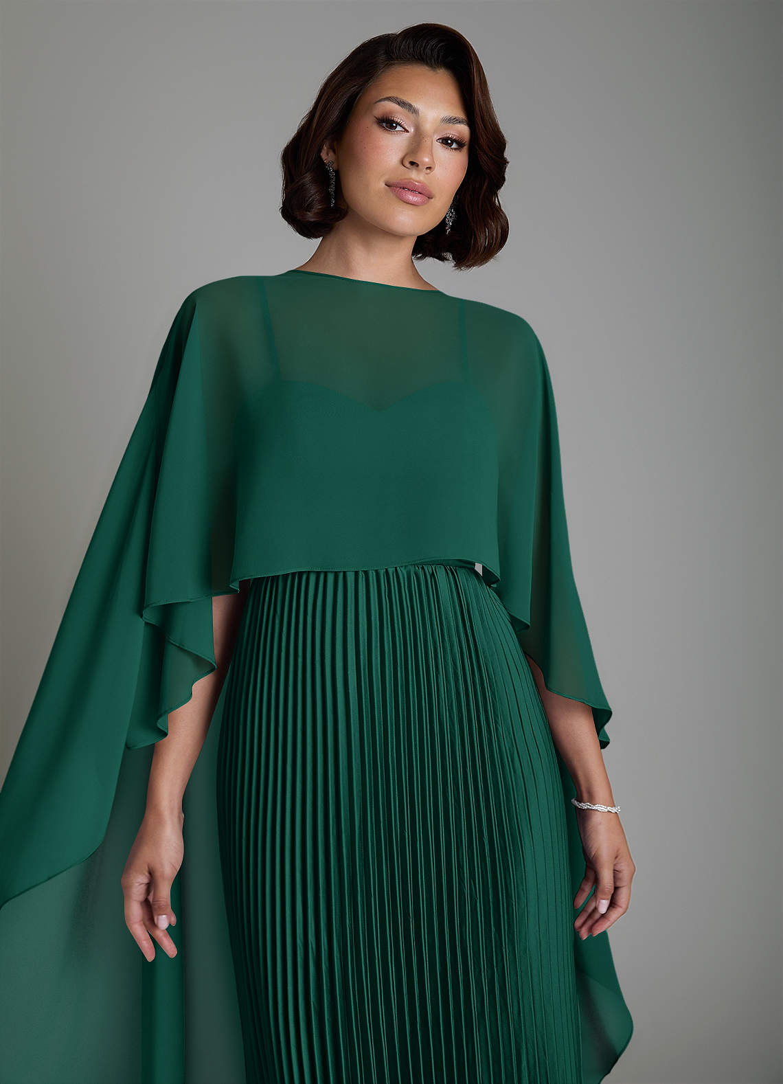 Micah A-Line Sweetheart Stretch Satin and Chiffon Bridesmaid Dress in Emerald