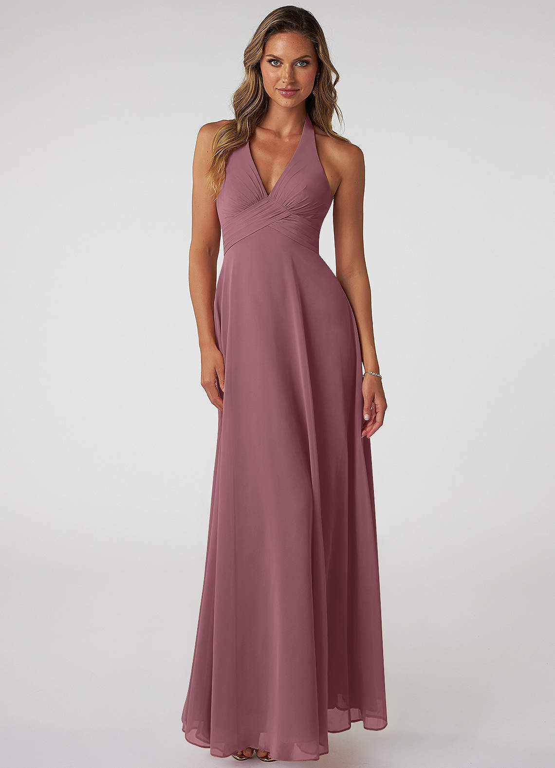 Tessie A-Line V-Neck Chiffon Bridesmaid Dress in Amethyst
