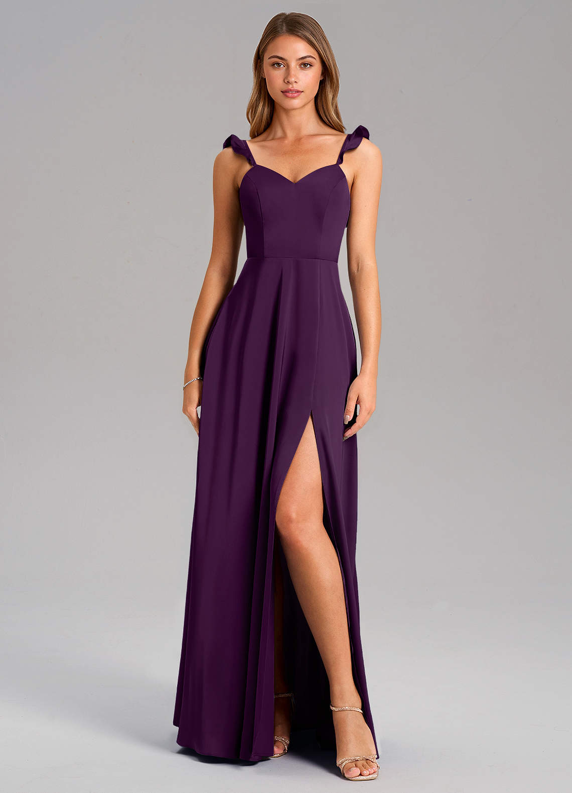 Everett A-Line V-Neck Chiffon Bridesmaid Dress in Grape