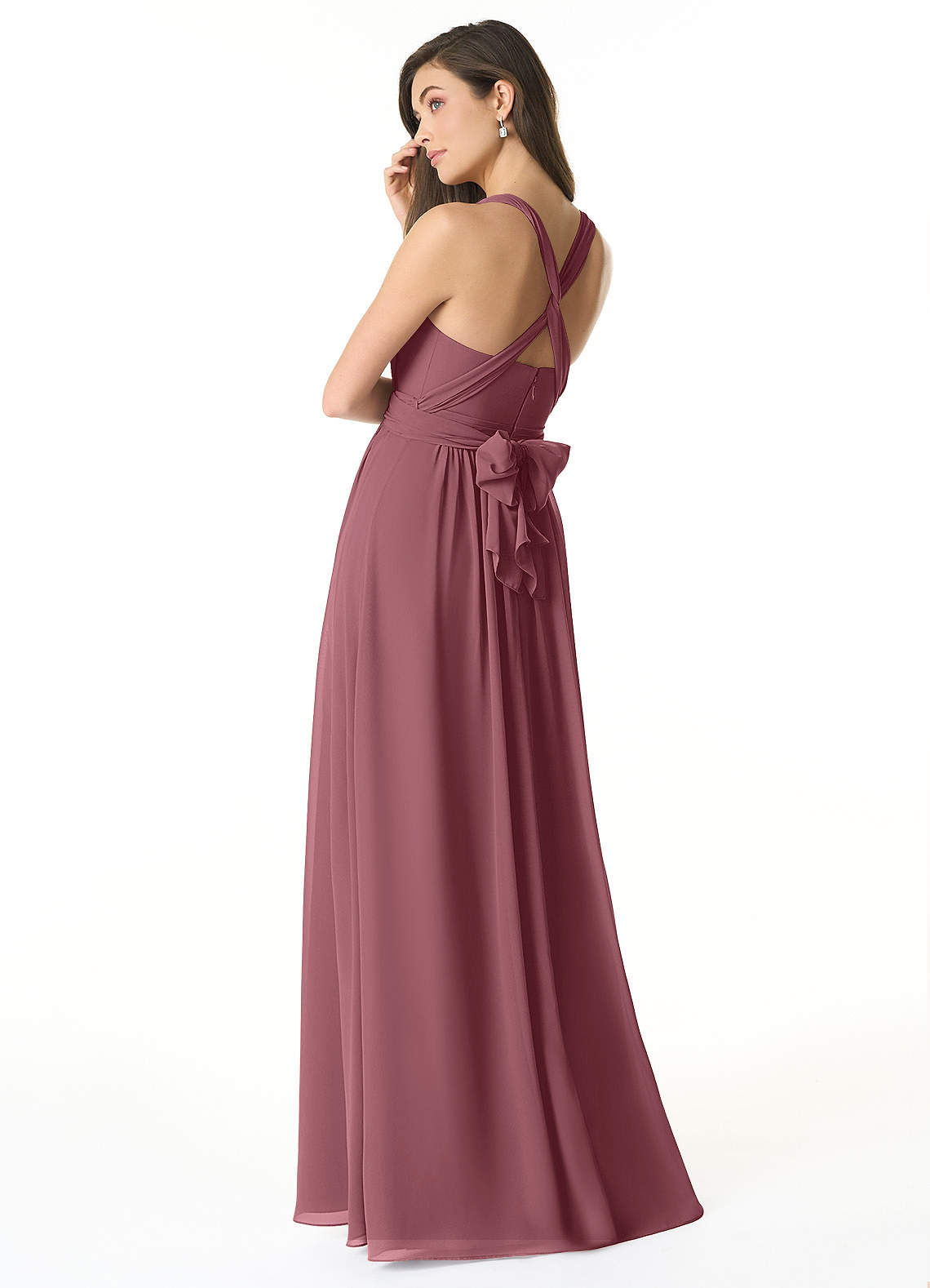 Olani A-Line V-Neck Chiffon Bridesmaid Dress in Desert Rose