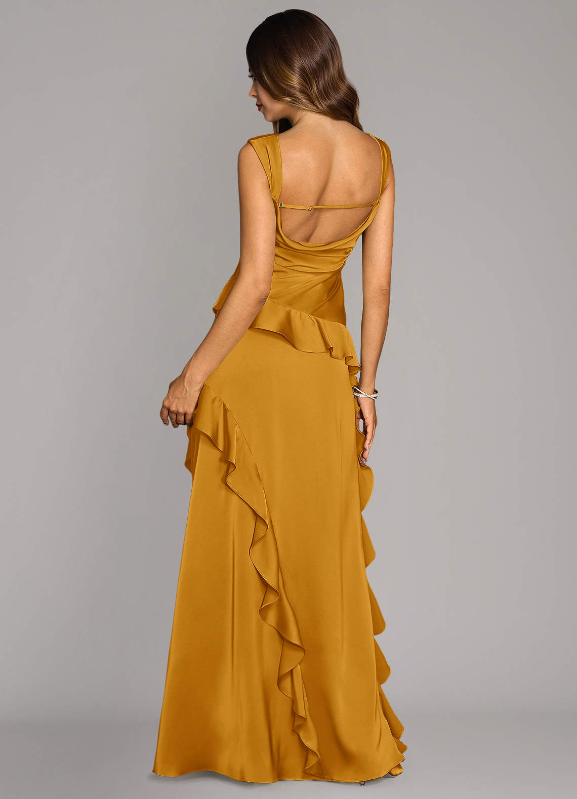 Sloane A-Line Sweetheart Stretch Satin Bridesmaid Dress in butterscotch