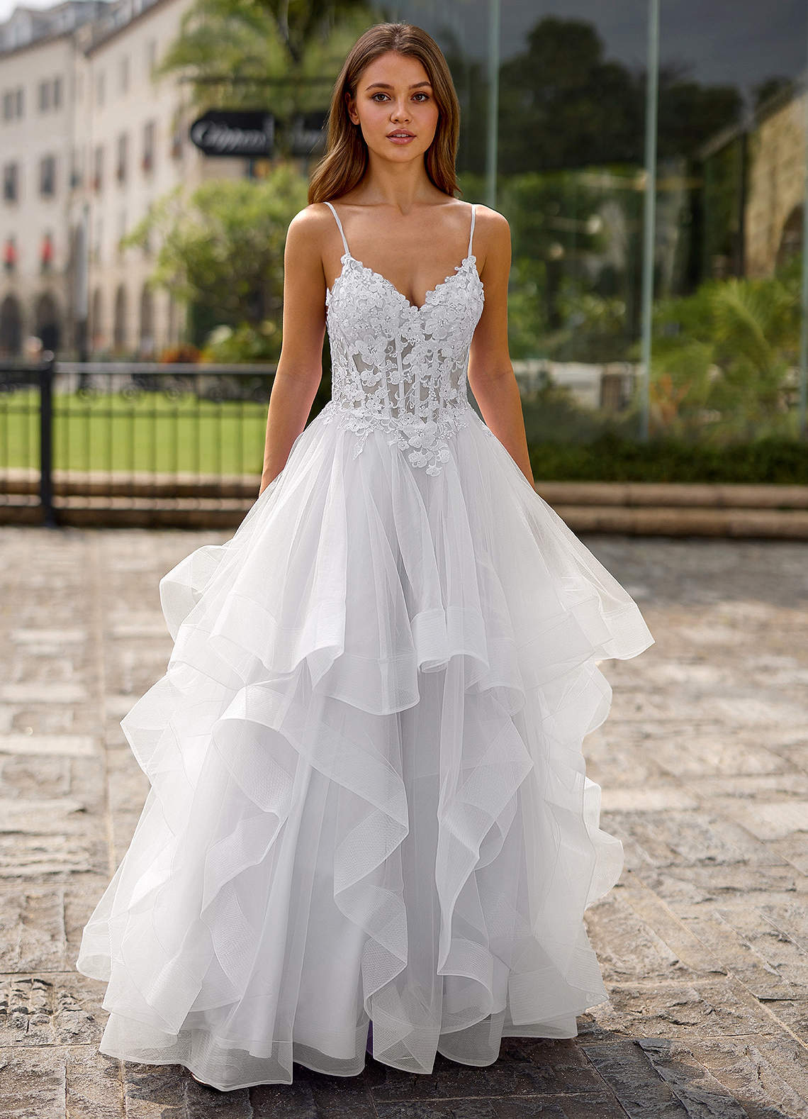 Spitze Ball Gown Sweetheart Lace Tulle Evening Dress in candy pink