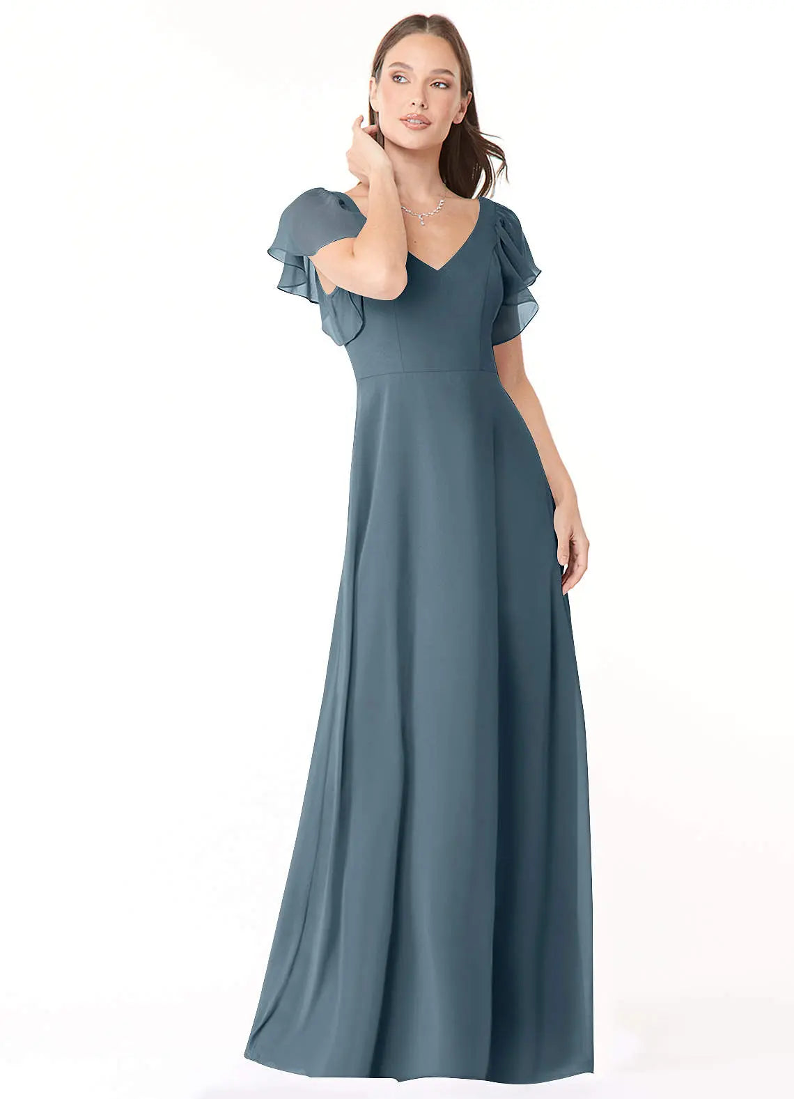 Syenna A-Line V-Neck Chiffon Bridesmaid Dress in Twilight