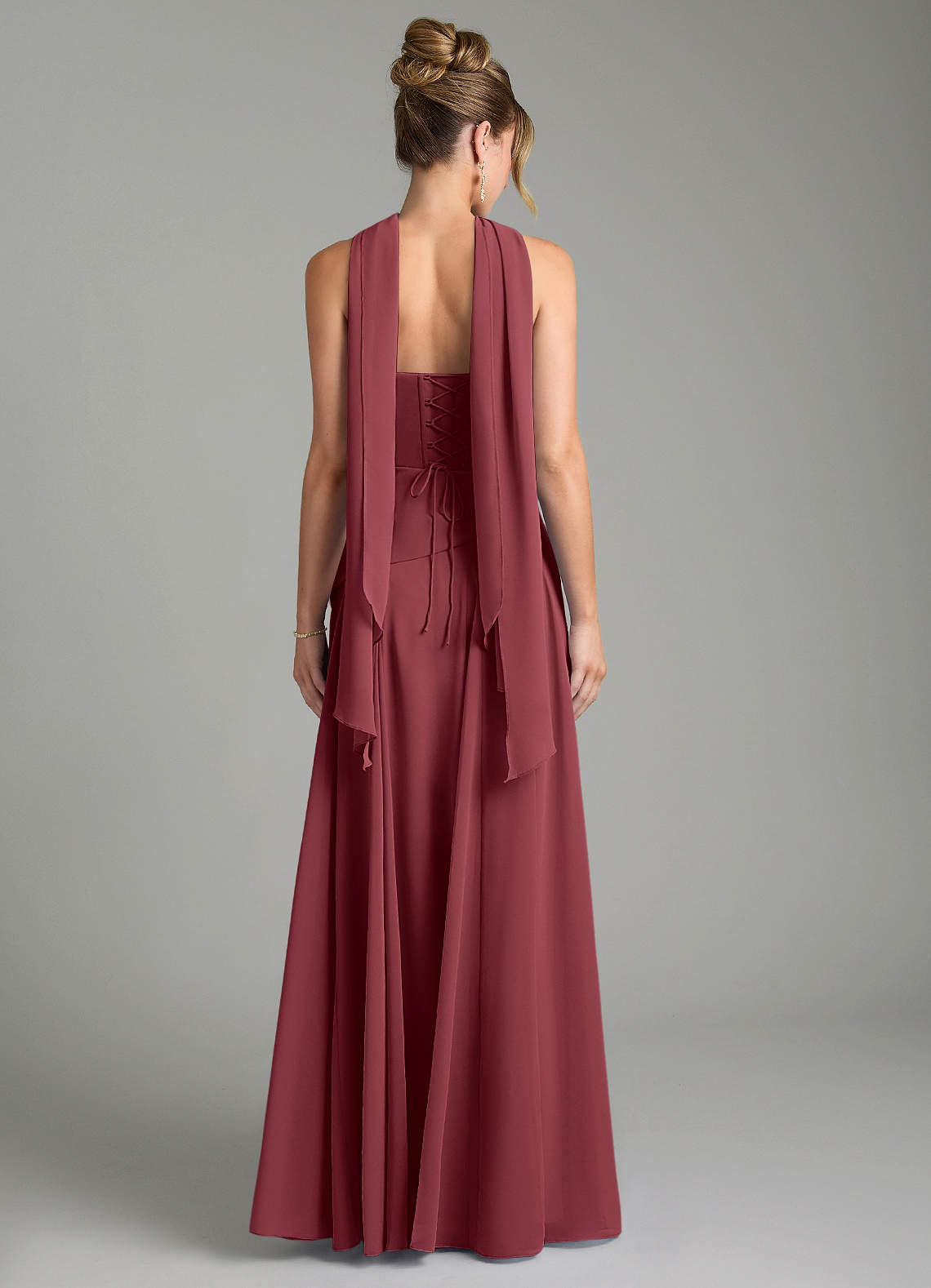 Gabriela A-Line Cowl-Neck Chiffon Bridesmaid Dress in Merlot