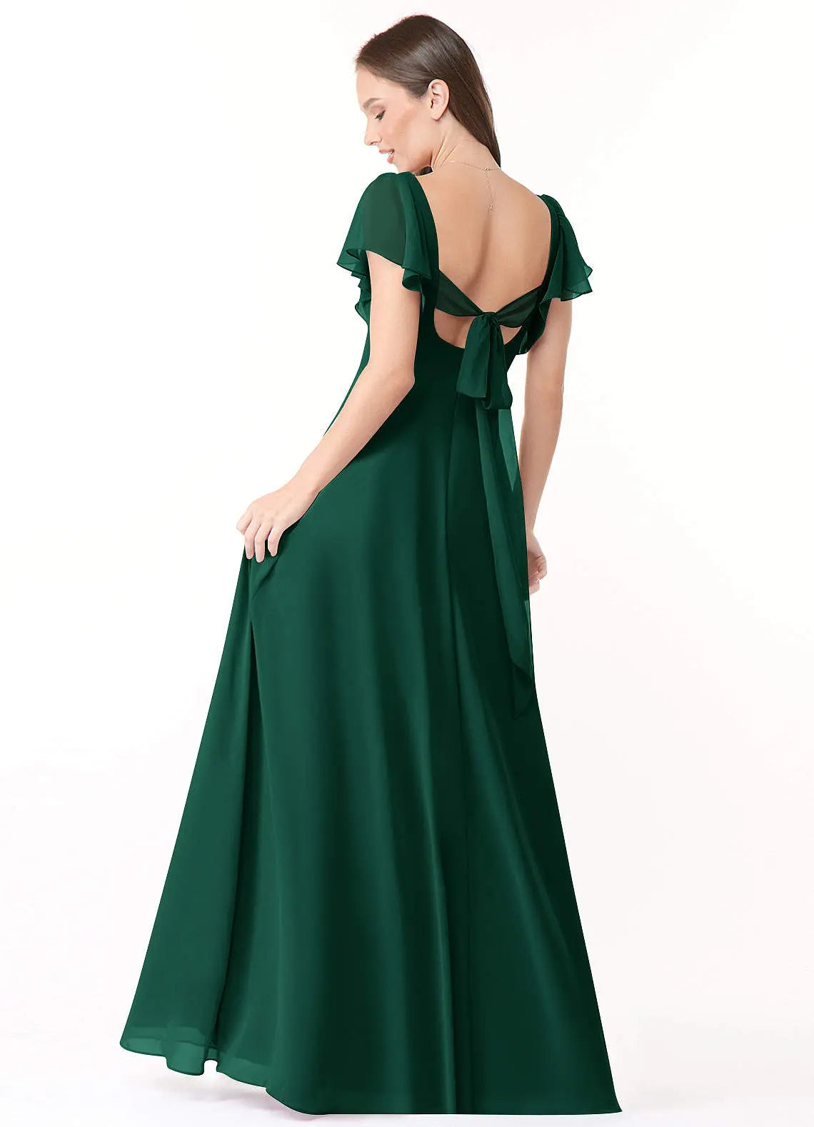 Syenna A-Line V-Neck Chiffon Bridesmaid Dress in Emerald