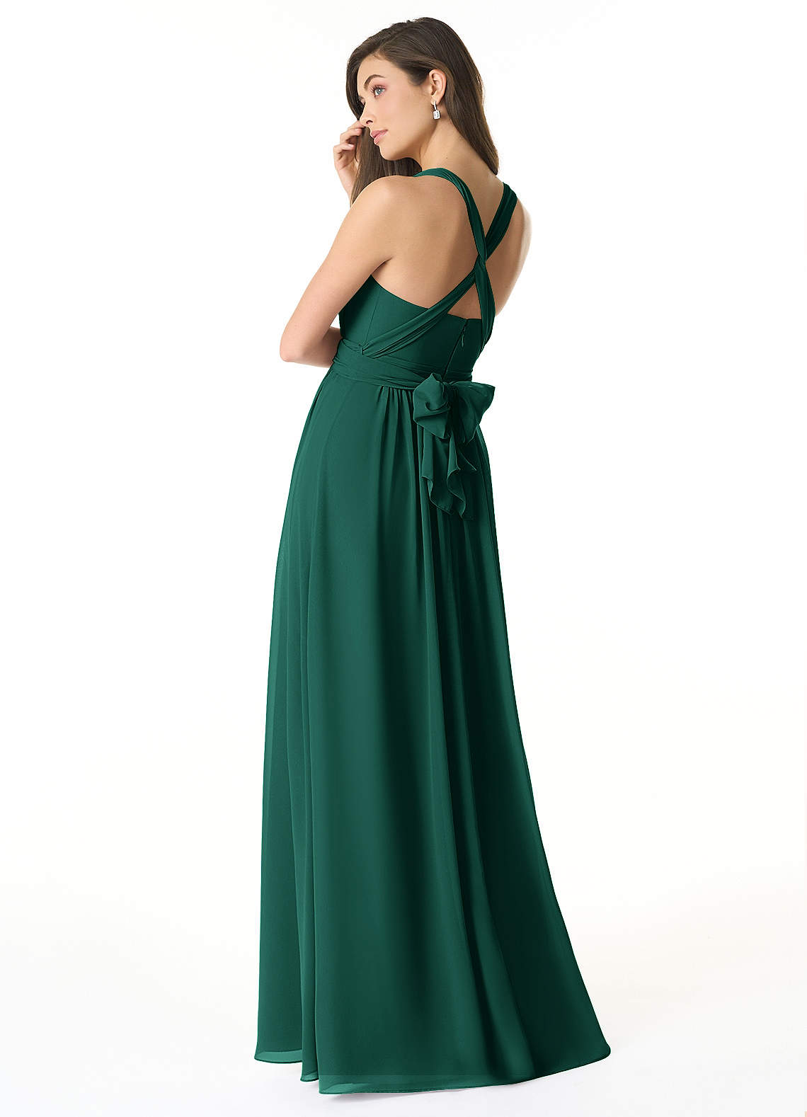 Olani A-Line V-Neck Chiffon Bridesmaid Dress in Emerald