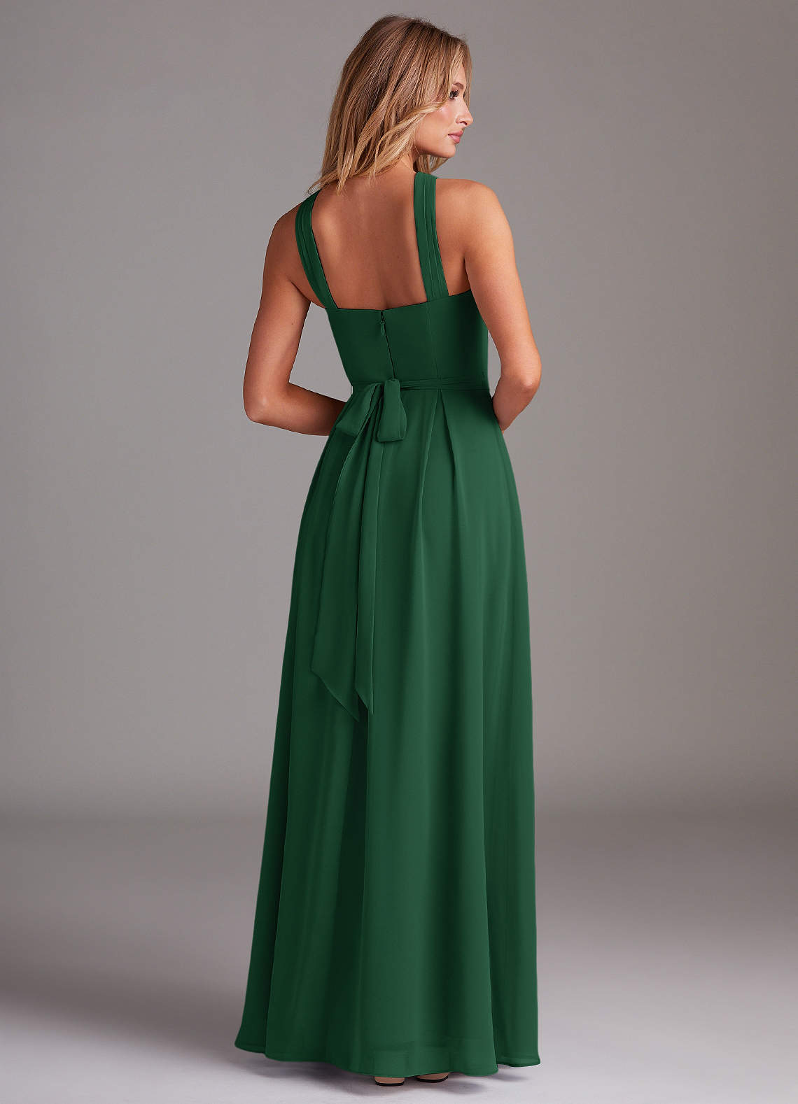 Dixie A-Line Halter Chiffon Bridesmaid Dress in Dark Green