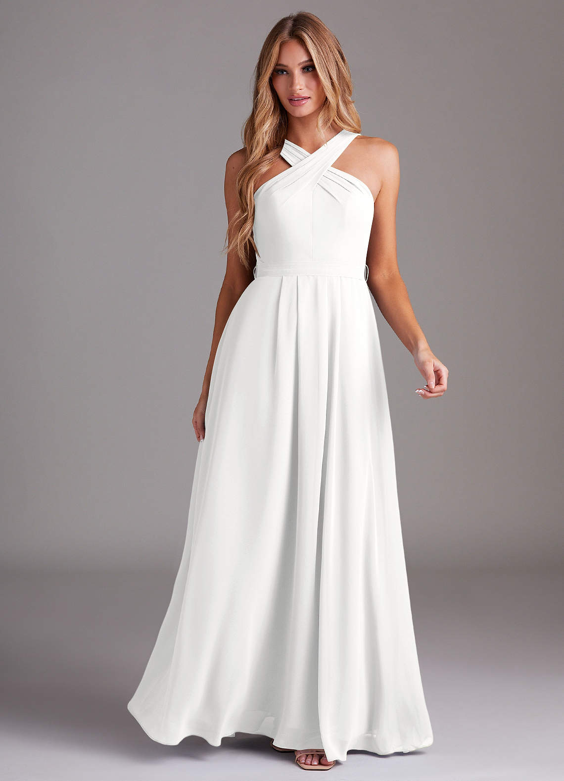 Dixie A-Line Halter Chiffon Bridesmaid Dress in white