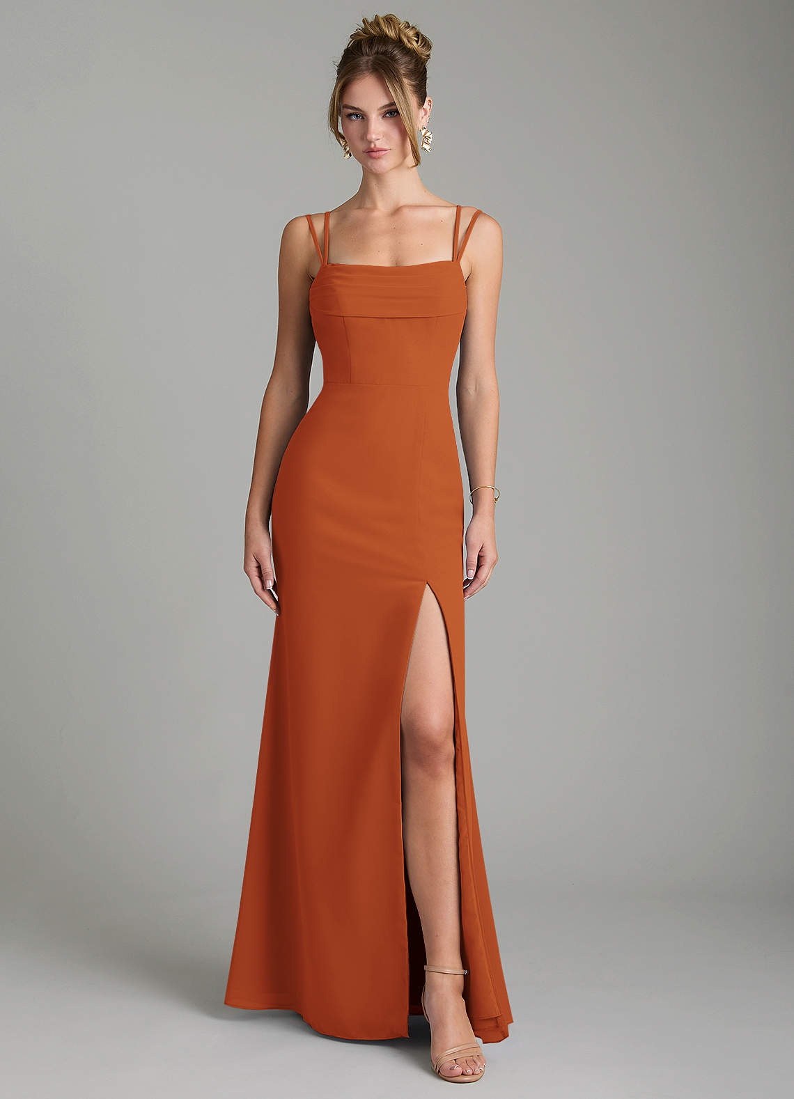 Egypt Sheath Sweetheart Chiffon Bridesmaid Dress in Cinnamon