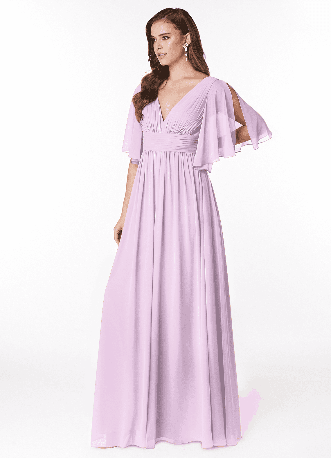 Temeka A-Line V-Neck Chiffon Bridesmaid Dress in Frosted Lilac