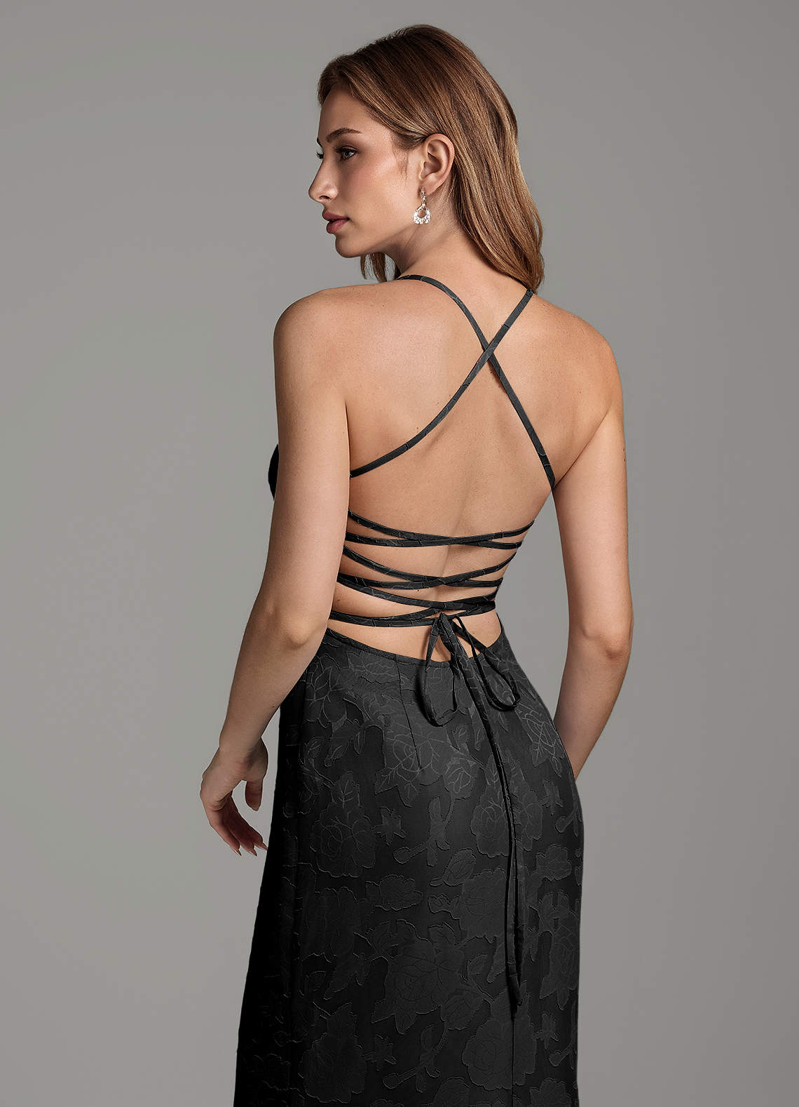 Dara Mermaid Sweetheart Floral Burnout Bridesmaid Dress in black