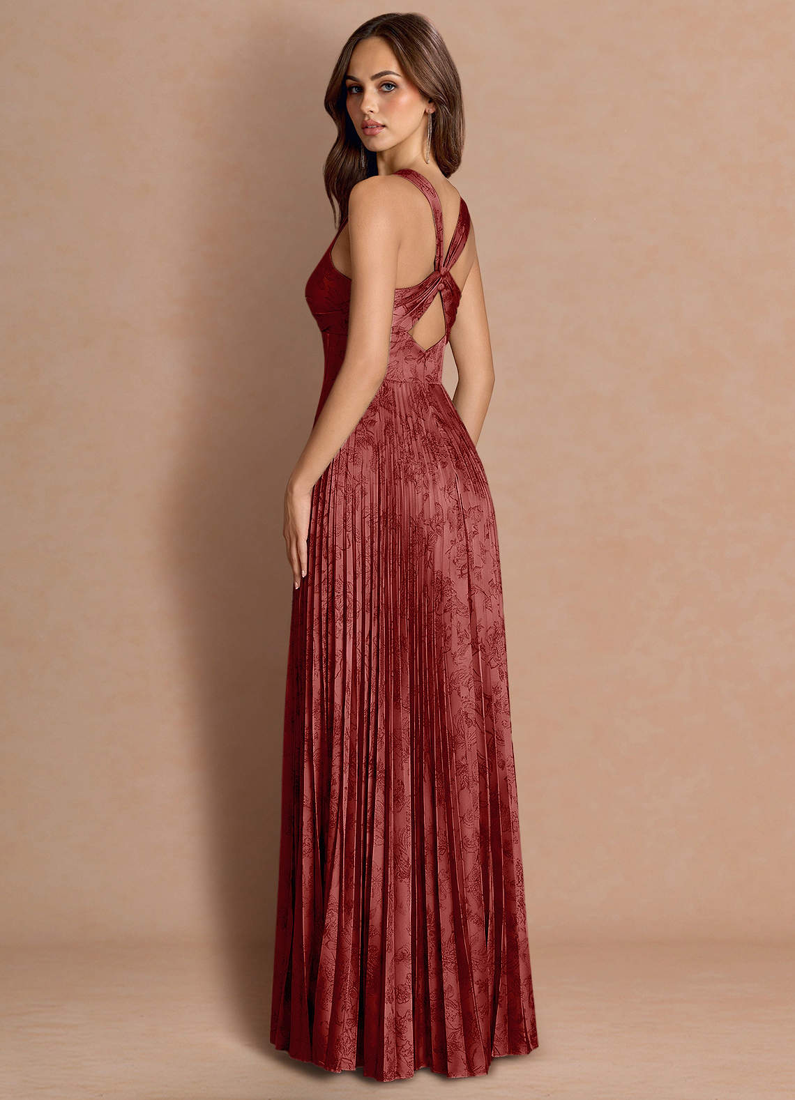 Tatiana A-Line Square-Neck Jacquard Wedding Guest Dress in Moss Navy
