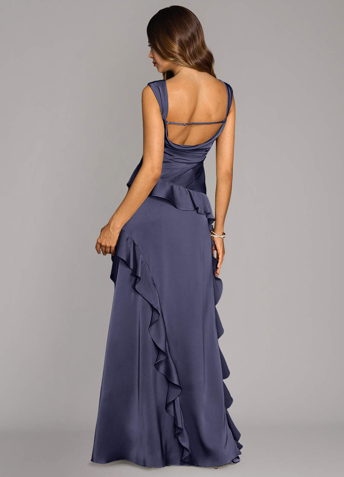 Sloane A-Line Sweetheart Stretch Satin Bridesmaid Dress in Stormy