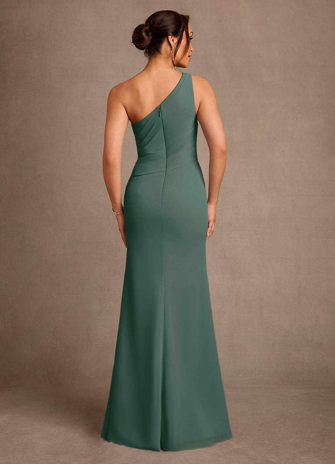 Floy Sheath One-Shoulder Chiffon Mother of the Bride Dress in Sea Moss