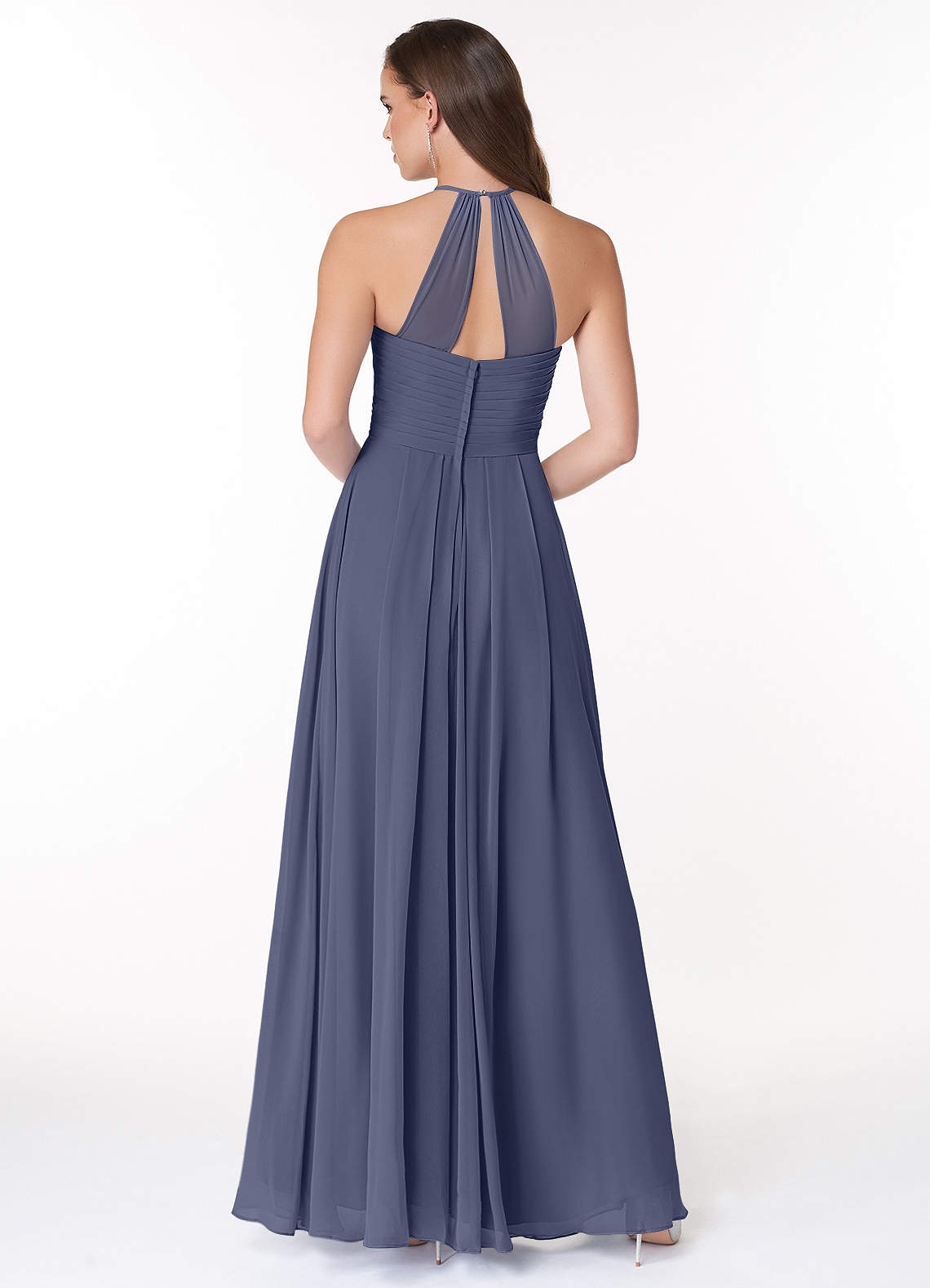 Ginger A-Line Halter Chiffon Bridesmaid Dress in Stormy