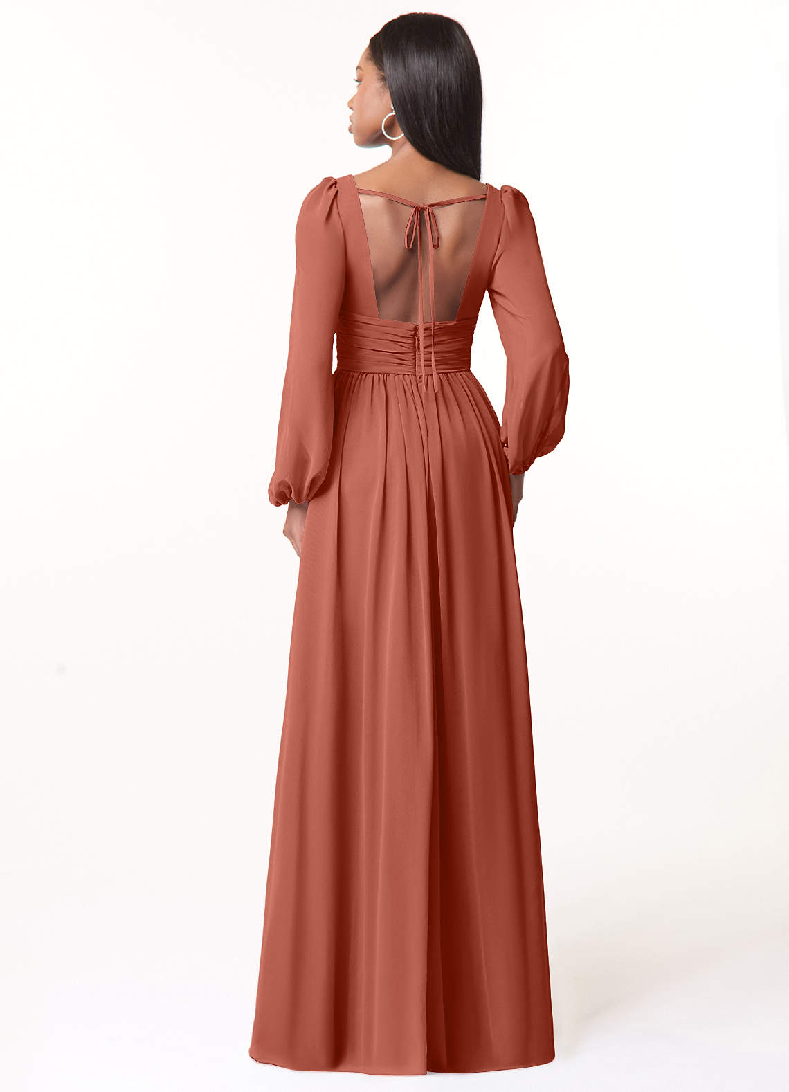 Norah A-Line V-Neck Chiffon Bridesmaid Dress in Clay