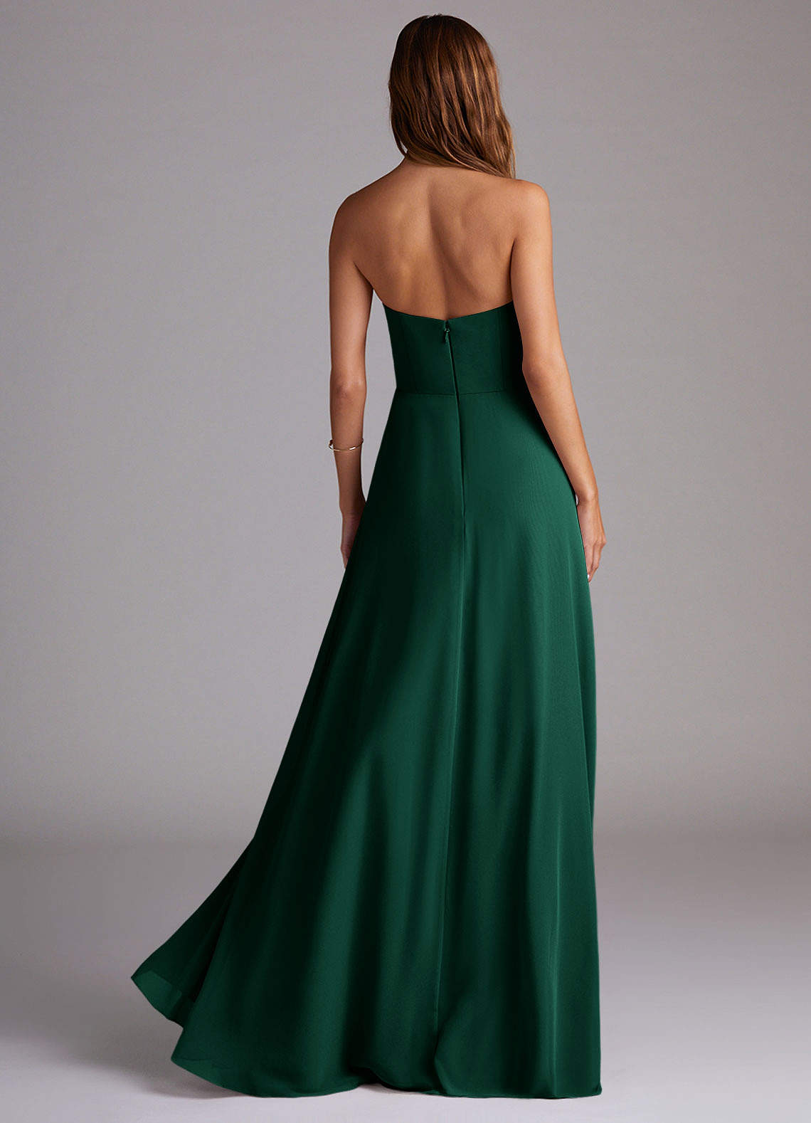 Wren A-Line Straight-Neck Chiffon Bridesmaid Dress in Emerald