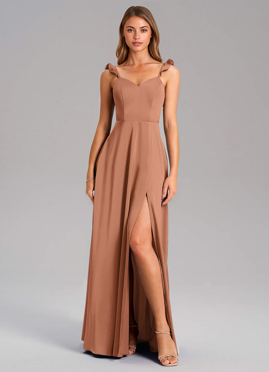 Everett A-Line V-Neck Chiffon Bridesmaid Dress in Bronzer