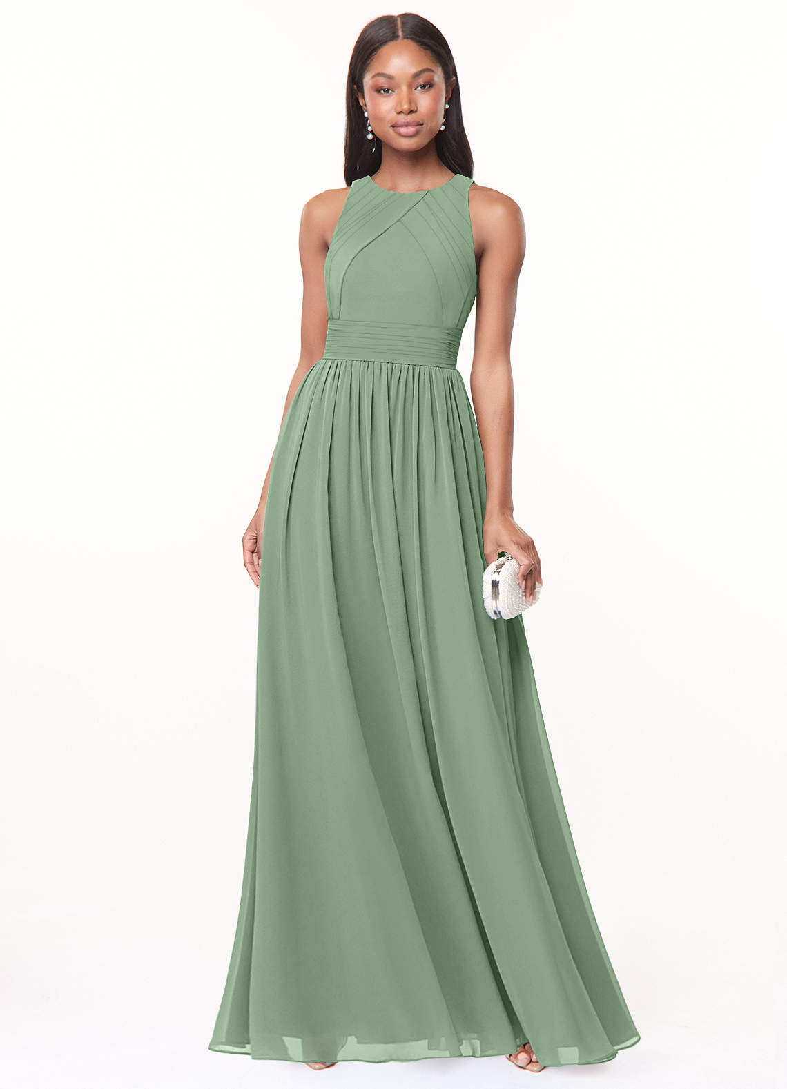 Harper A-Line Scoop-Neck Chiffon Bridesmaid Dress in Matcha