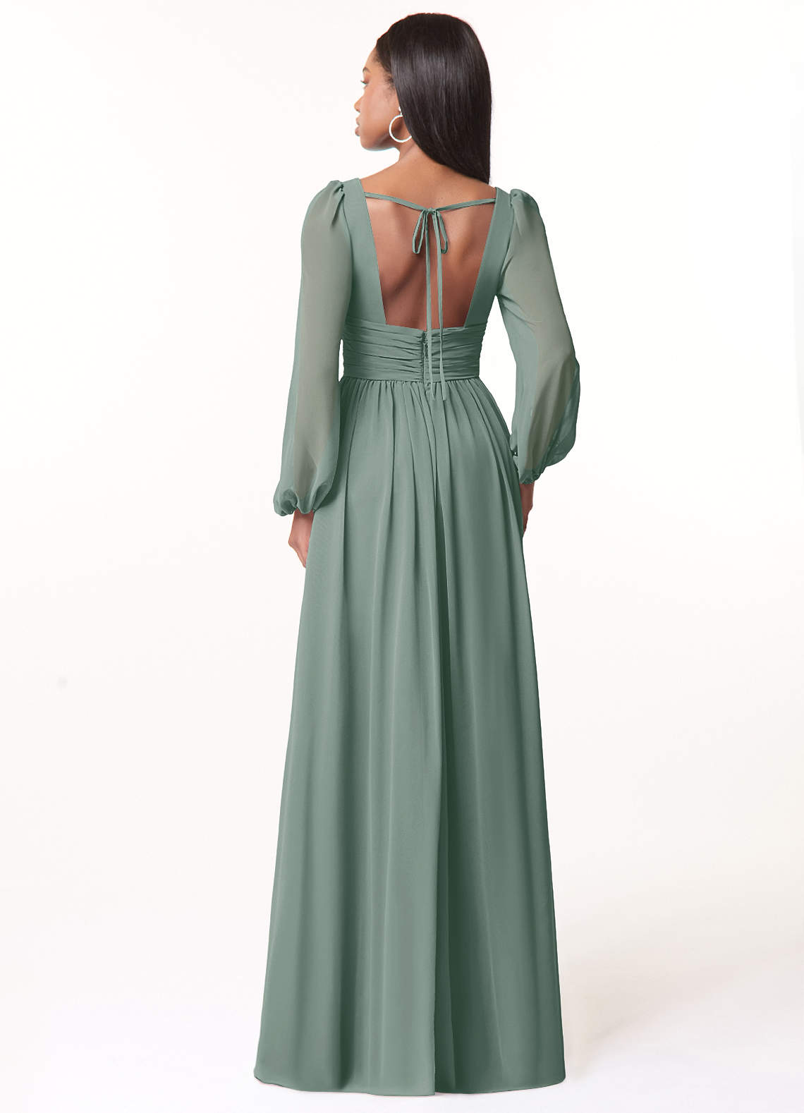 Norah A-Line V-Neck Chiffon Bridesmaid Dress in Silver Sage