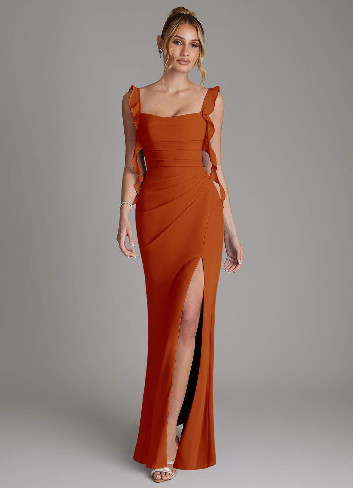 Jessamine Mermaid Sweetheart Chiffon Bridesmaid Dress in Paprika