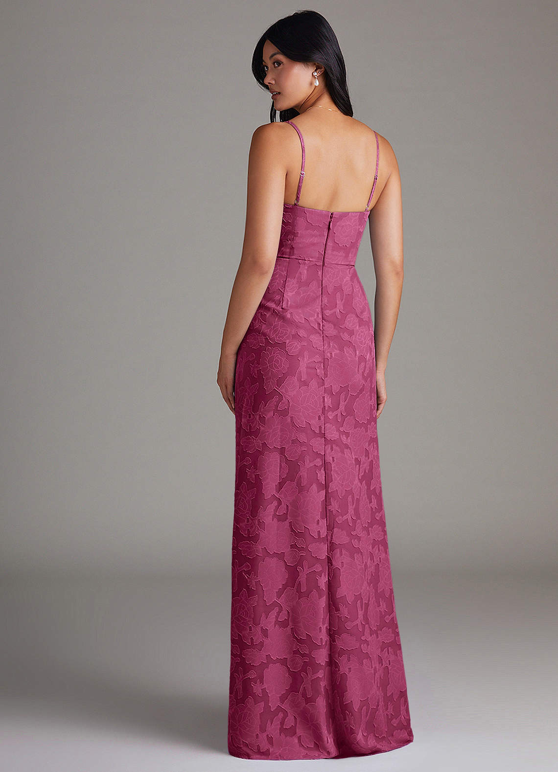 Maci Sheath V-Neck Floral Burnout Bridesmaid Dress in Mulberry