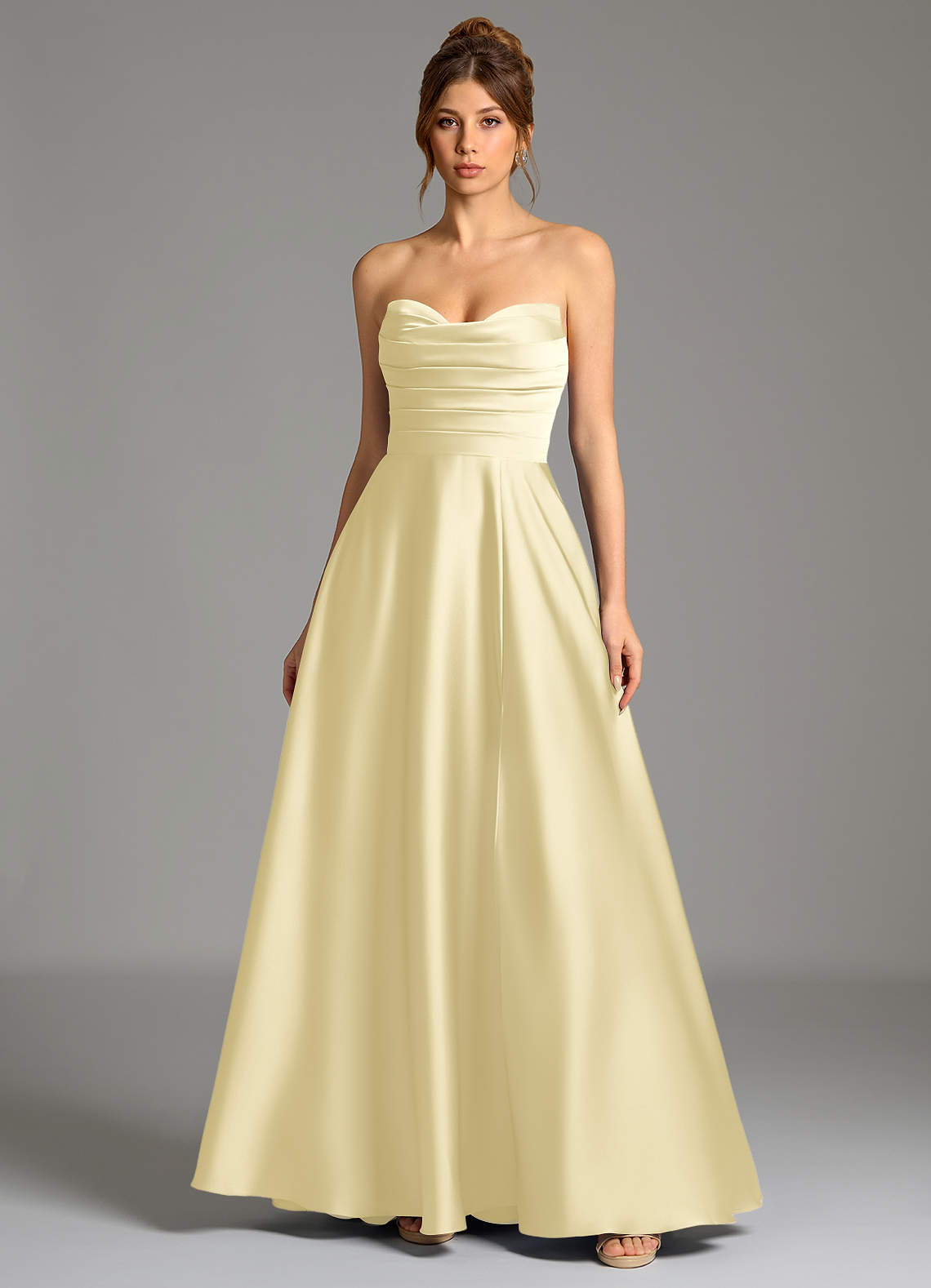 Ayla A-Line Sweetheart Stretch Satin Bridesmaid Dress in Lemon Sorbet
