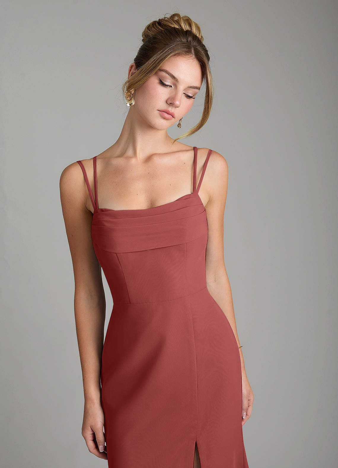 Egypt Sheath Sweetheart Chiffon Bridesmaid Dress in Terracotta