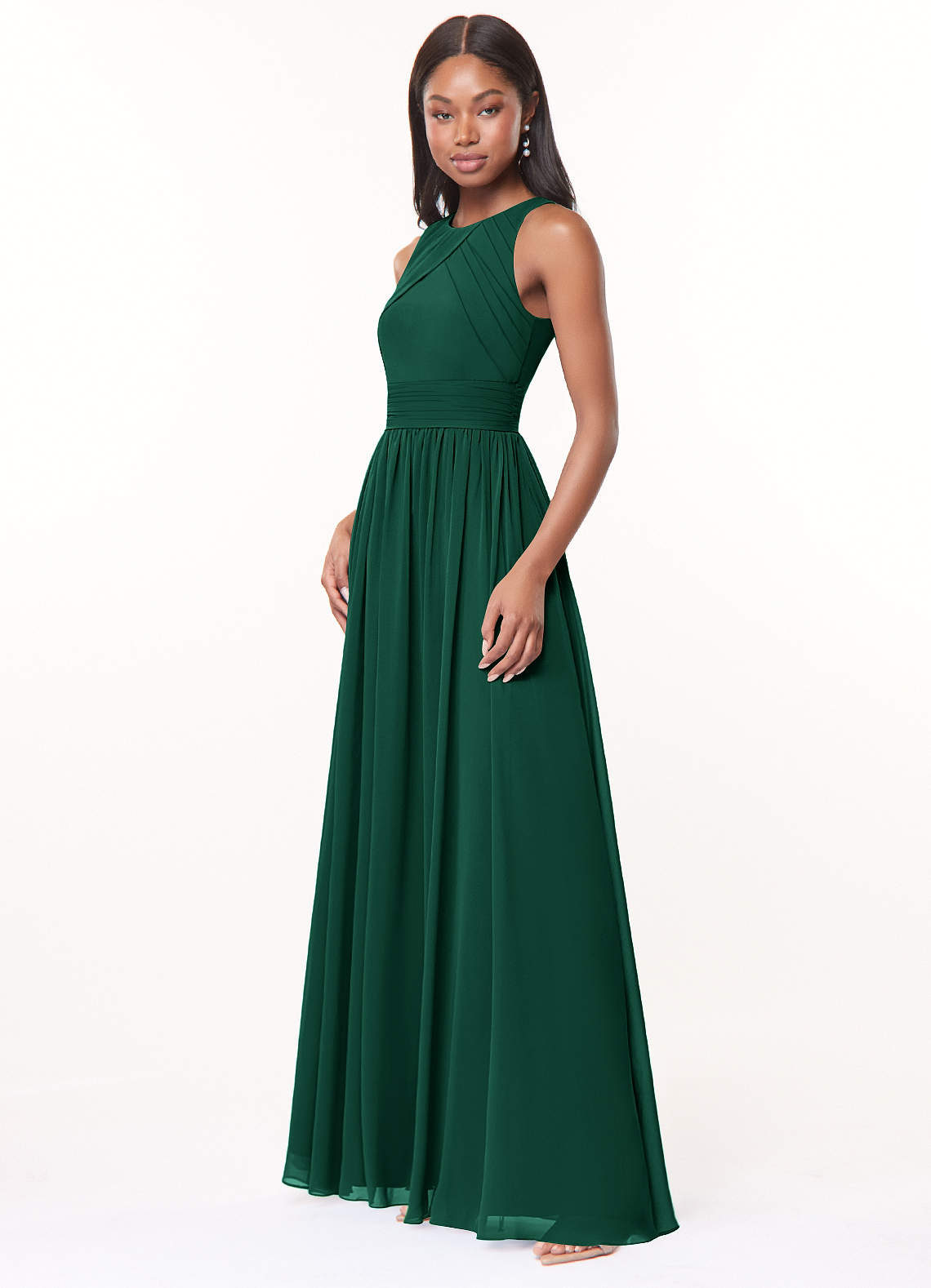 Harper A-Line Scoop-Neck Chiffon Bridesmaid Dress in Emerald