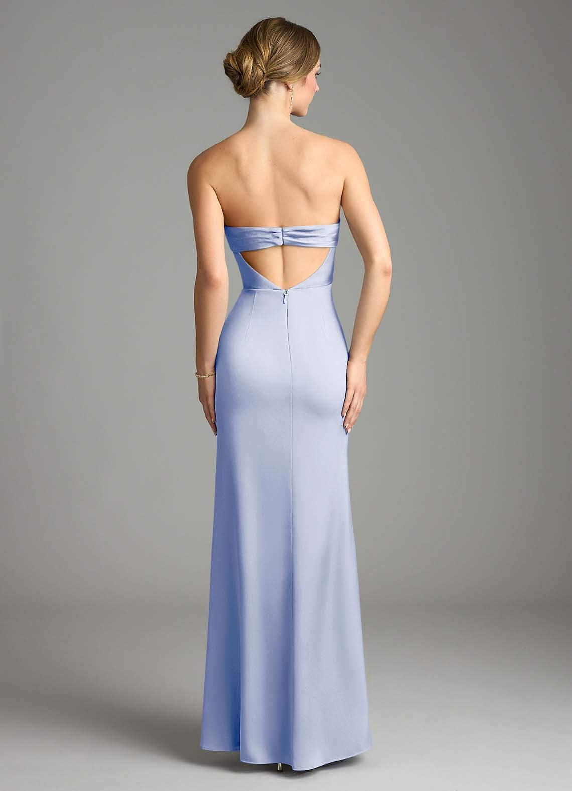 Leonis Mermaid Cowl-Neck Stretch Satin Bridesmaid Dress in Ice