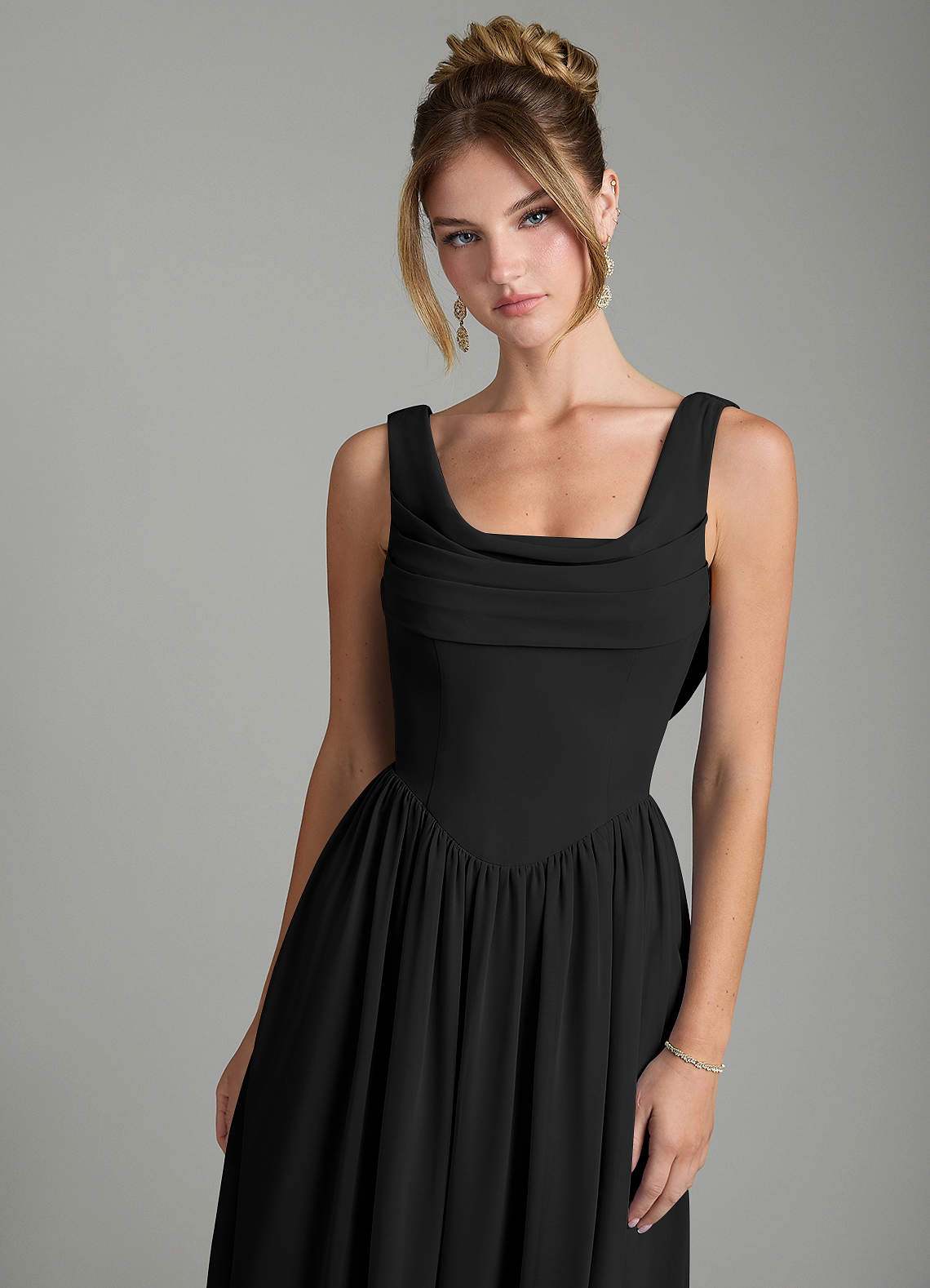 Novi A-Line Square-Neck Chiffon Bridesmaid Dress