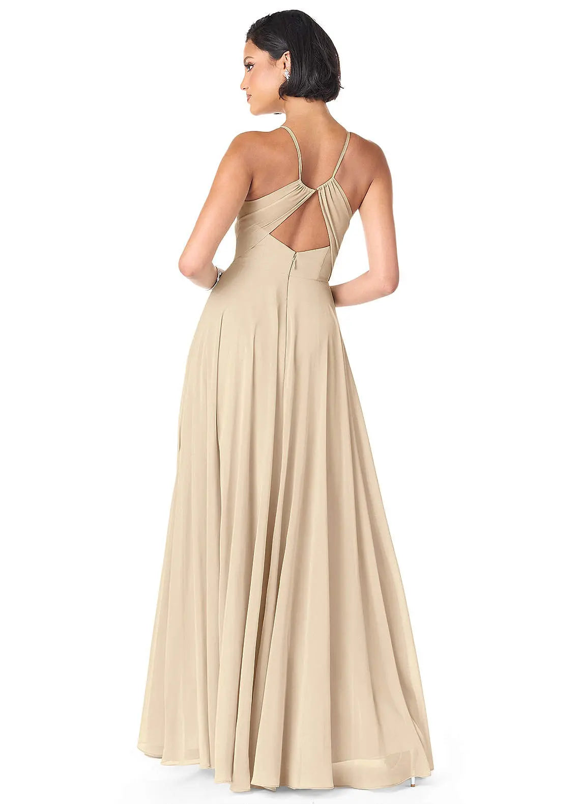 Avelina A-Line V-Neck Chiffon Bridesmaid Dress in Champagne