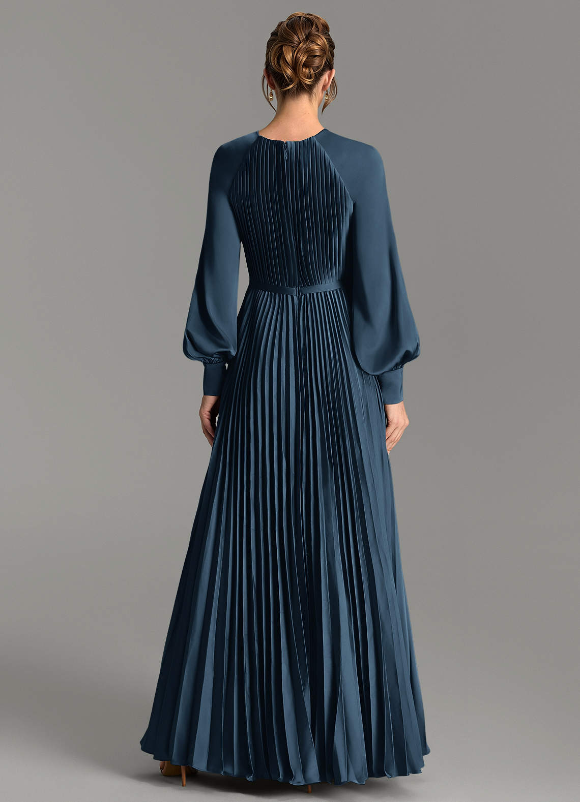 Grayson A-Line Scoop-Neck Stretch Satin Bridesmaid Dress in Dark Navy