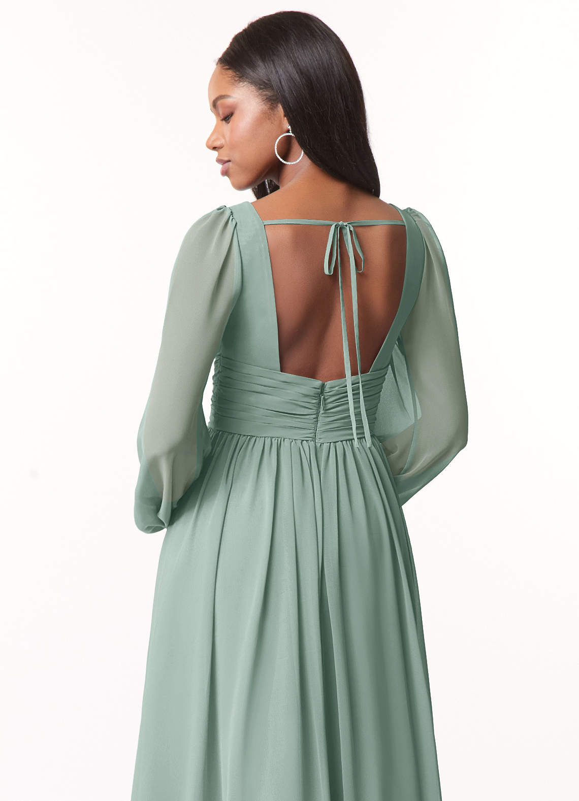 Norah A-Line V-Neck Chiffon Bridesmaid Dress in Agave