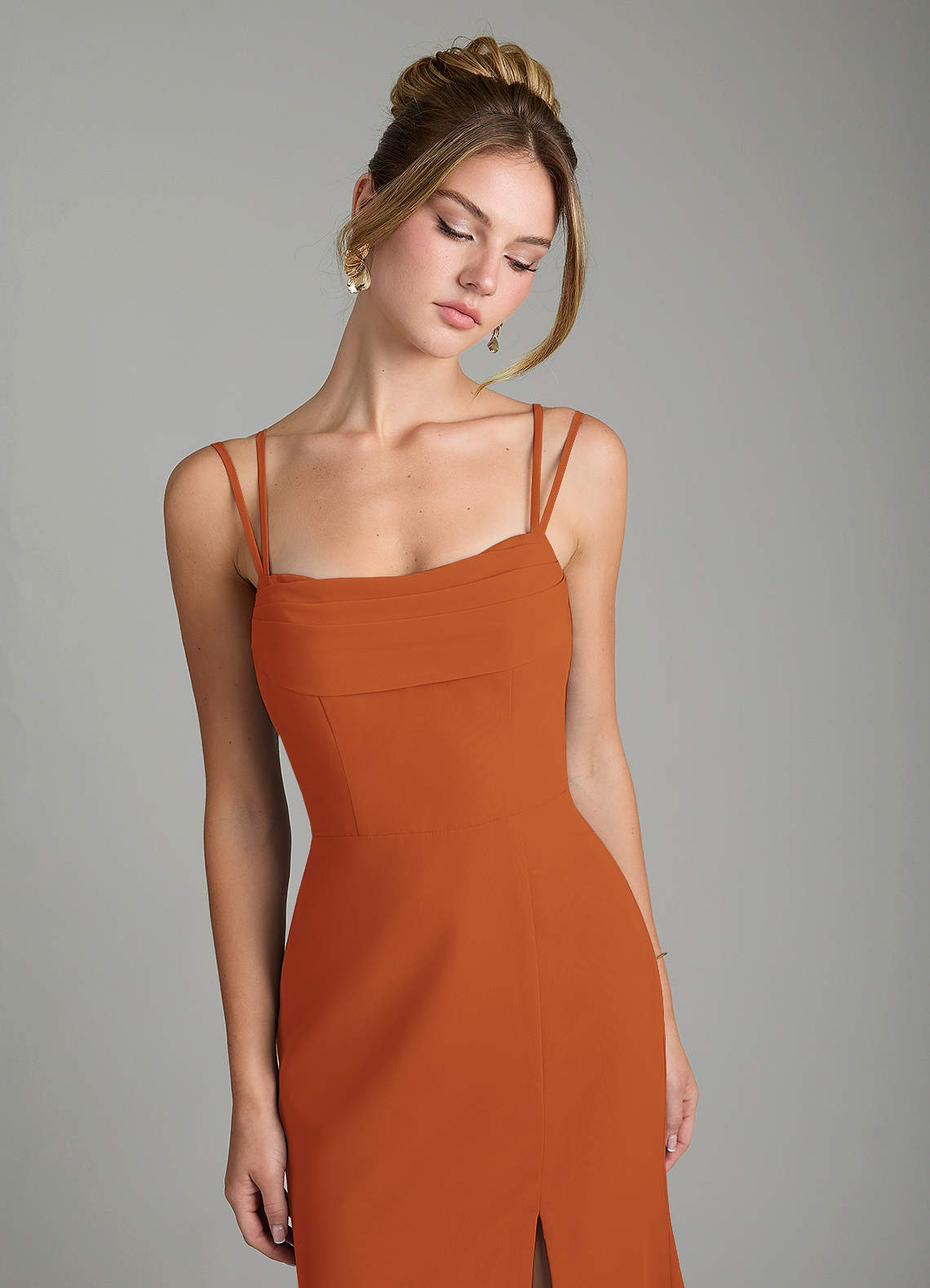 Egypt Sheath Sweetheart Chiffon Bridesmaid Dress in Cinnamon