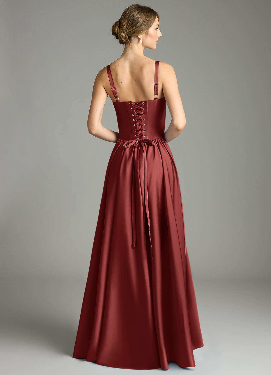 Evadina A-Line Sweetheart Stretch Satin Bridesmaid Dress in Terracotta