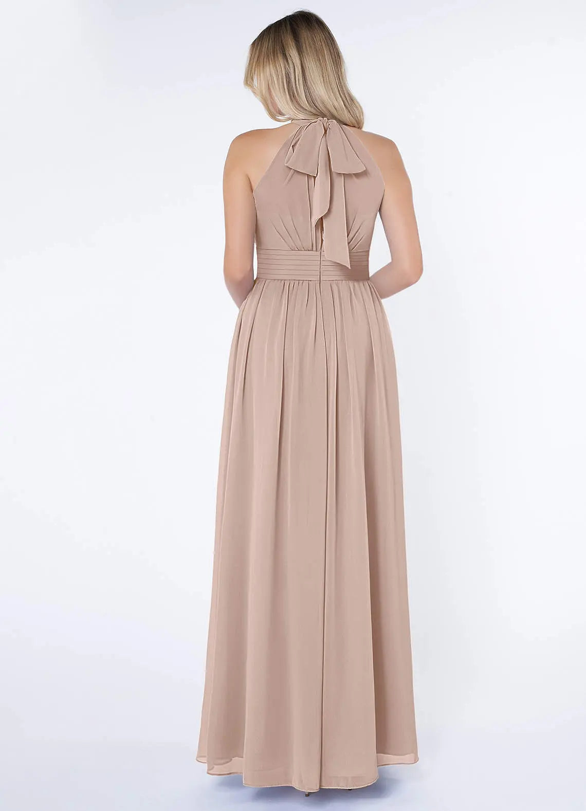 Iman A-Line Halter Chiffon Bridesmaid Dress in English Rose