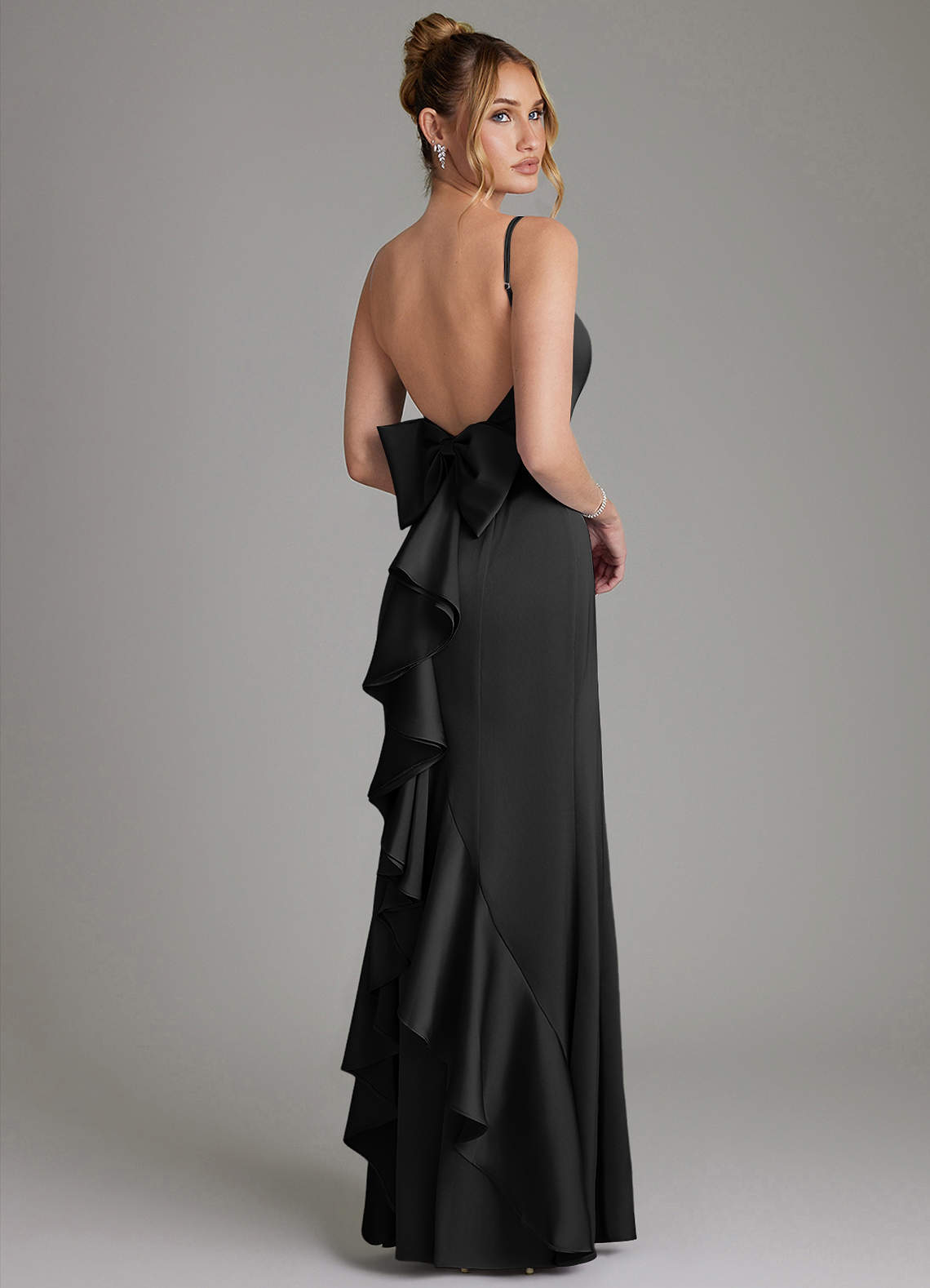 Zherra Mermaid Scoop-Neck Stretch Satin Bridesmaid Dress