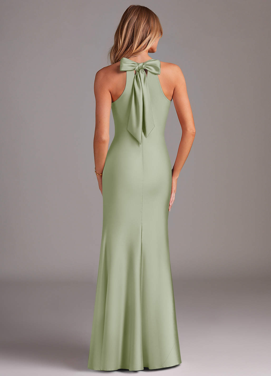 Doretta Mermaid Halter Stretch Satin Bridesmaid Dress