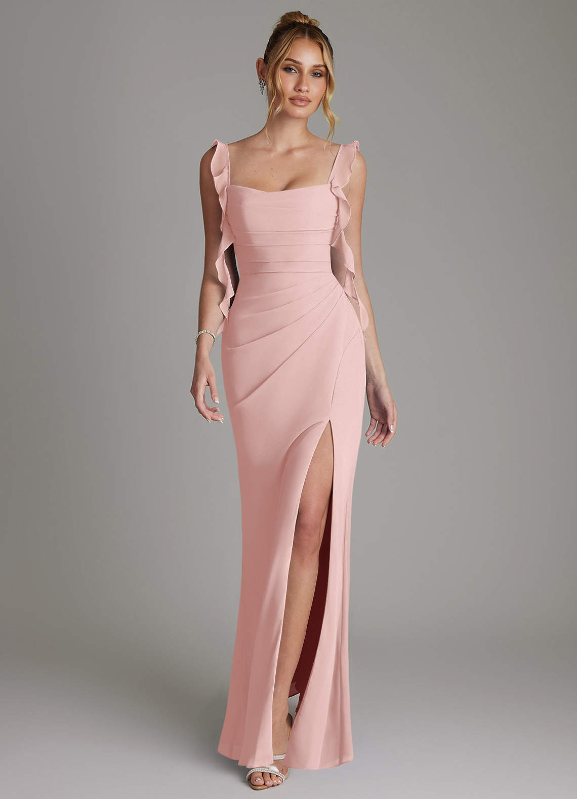 Jessamine Mermaid Sweetheart Chiffon Bridesmaid Dress in Powder Pink