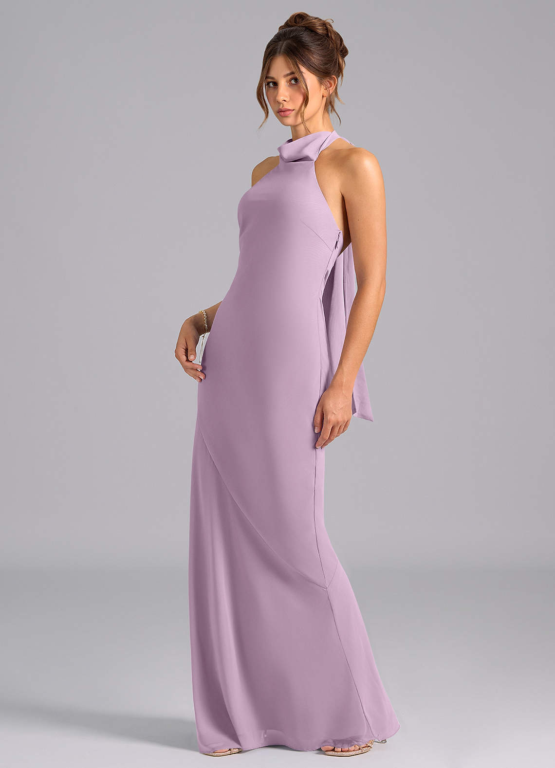Velli Mermaid Halter Chiffon Bridesmaid Dress in Wisteria