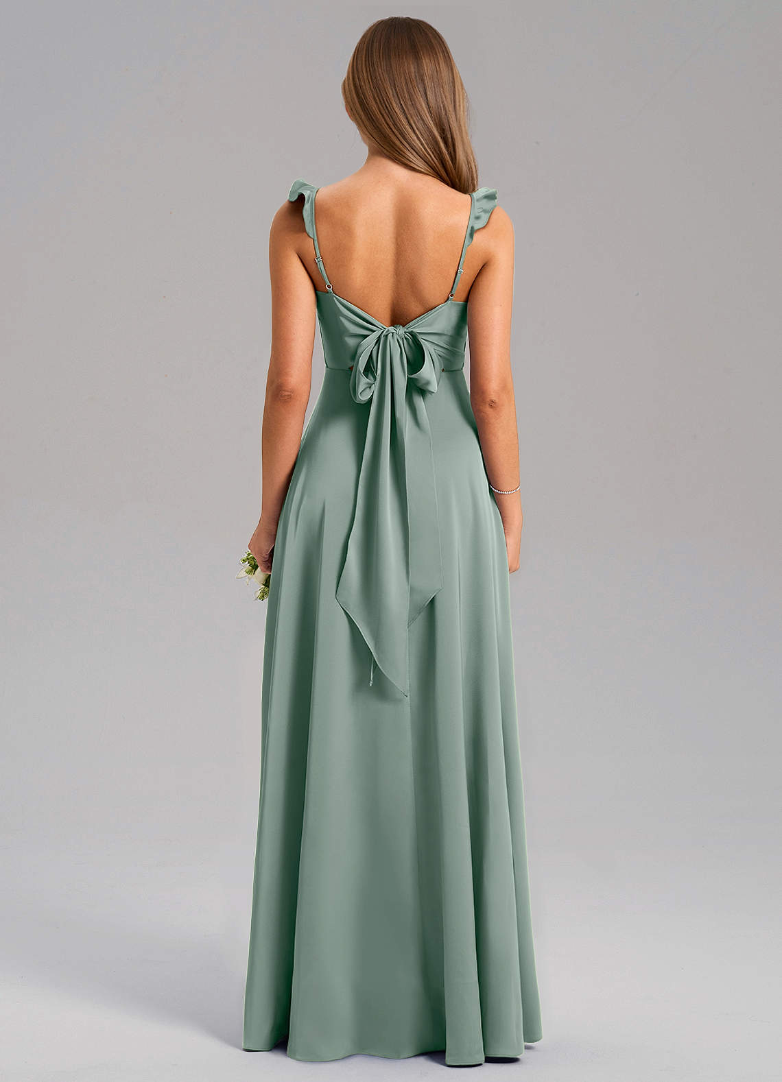 Everett A-Line V-Neck Chiffon Bridesmaid Dress in Silver Sage