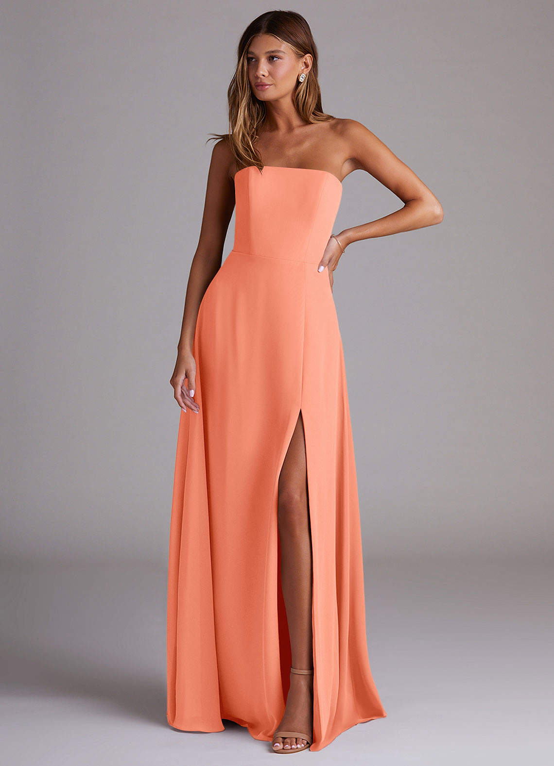 Wren A-Line Straight-Neck Chiffon Bridesmaid Dress in Sunset