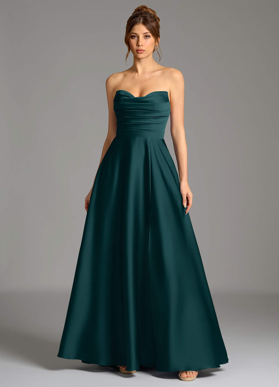 Ayla A-Line Sweetheart Stretch Satin Bridesmaid Dress in Pine