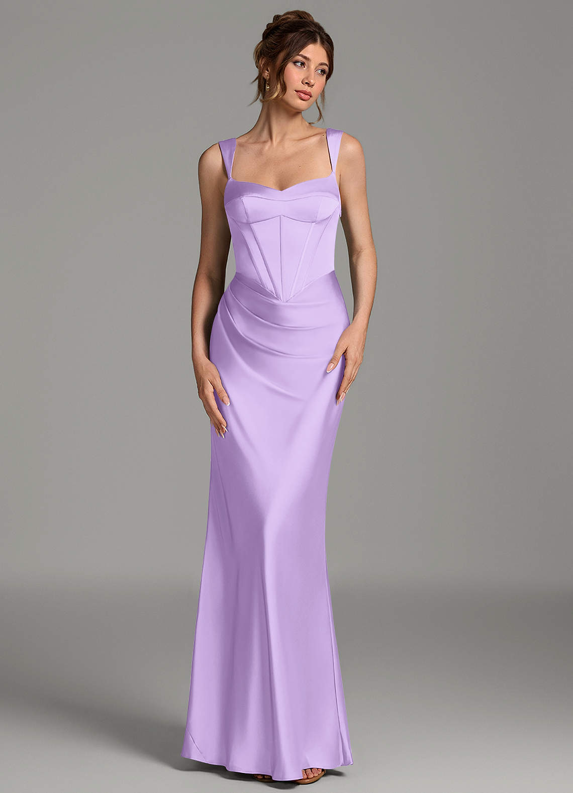 Mela Sheath Sweetheart Stretch Satin Bridesmaid Dress in Lilac